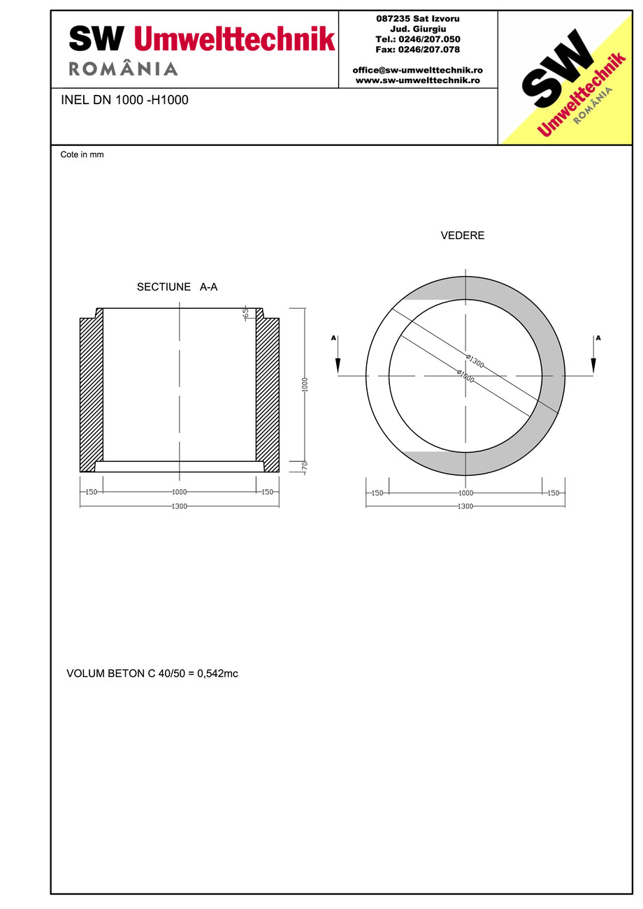 Pagina 1-CAD-PDF Inel DN1000 INEL H1000 SW UMWELTTECHNIK Detaliu de produs 