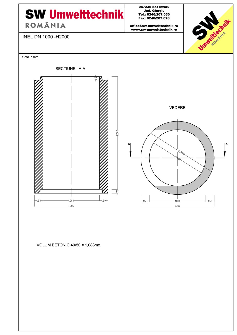 Pagina 1-CAD-PDF Inel DN1000 INEL H2000 SW UMWELTTECHNIK Detaliu de produs 