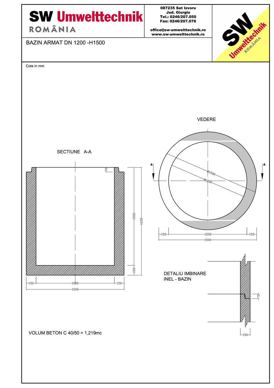 Pagina 1-CAD-PDF Bazin armat DN1200 H1500 SW UMWELTTECHNIK Detaliu de produs 