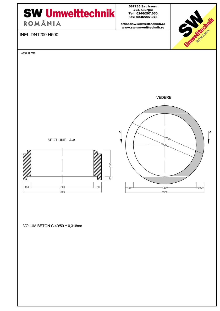 Pagina 1-CAD-PDF Inel DN1200 INEL H500 SW UMWELTTECHNIK Detaliu de produs 
