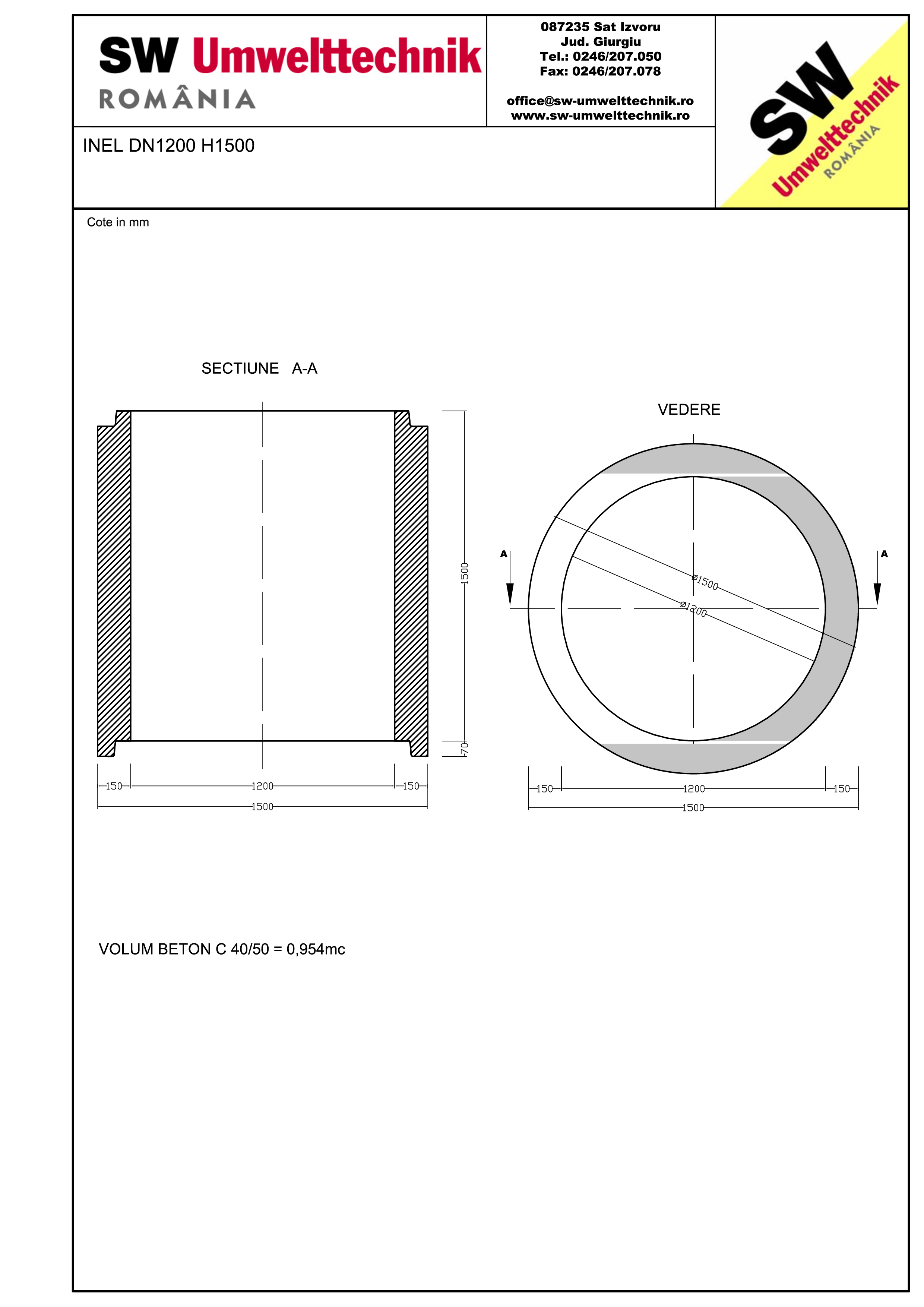 Pagina 1 - CAD-PDF Inel DN1200 INEL H1500 SW UMWELTTECHNIK Detaliu de produs 