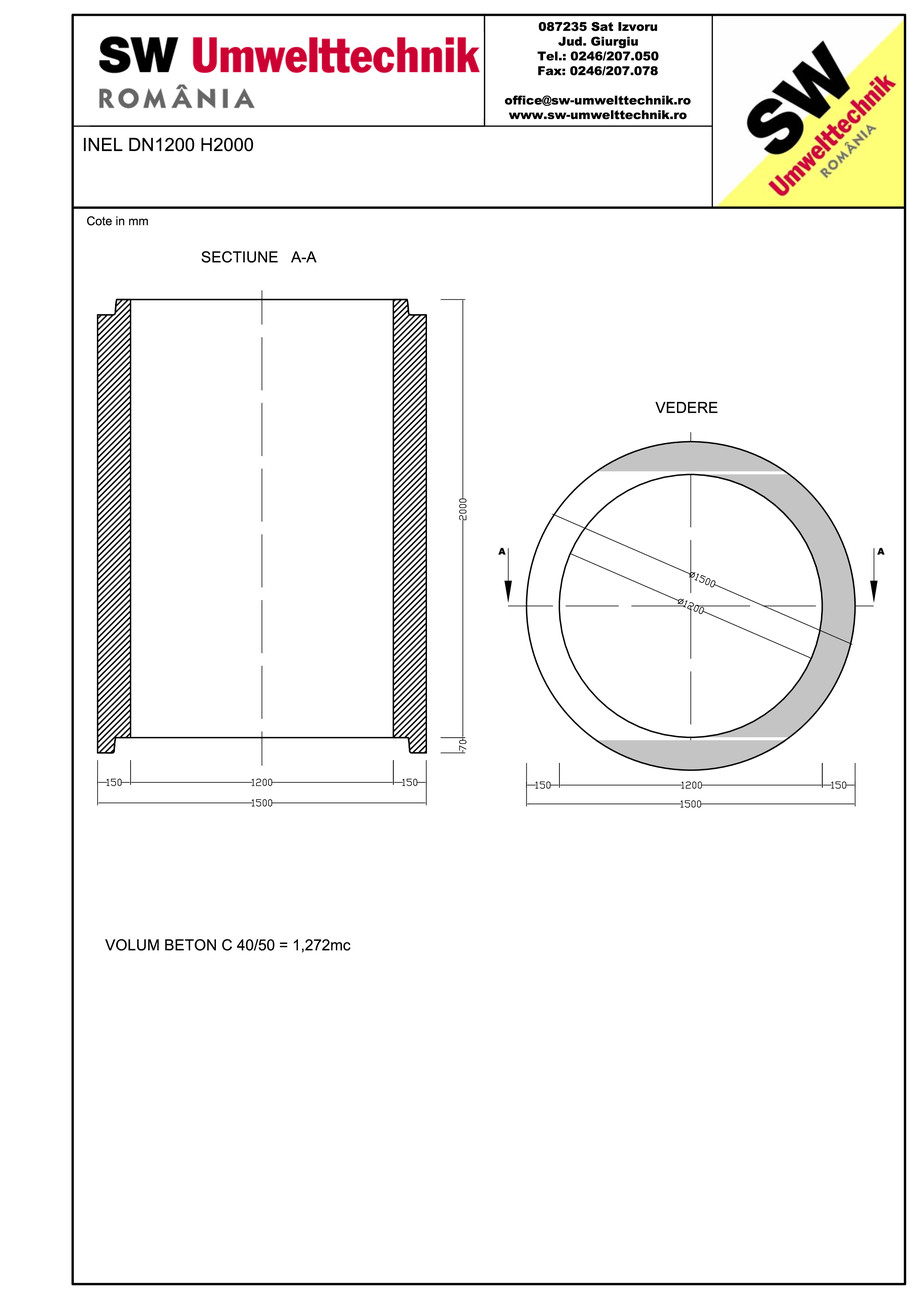 Pagina 1-CAD-PDF Inel DN1200 INEL H2000 SW UMWELTTECHNIK Detaliu de produs 