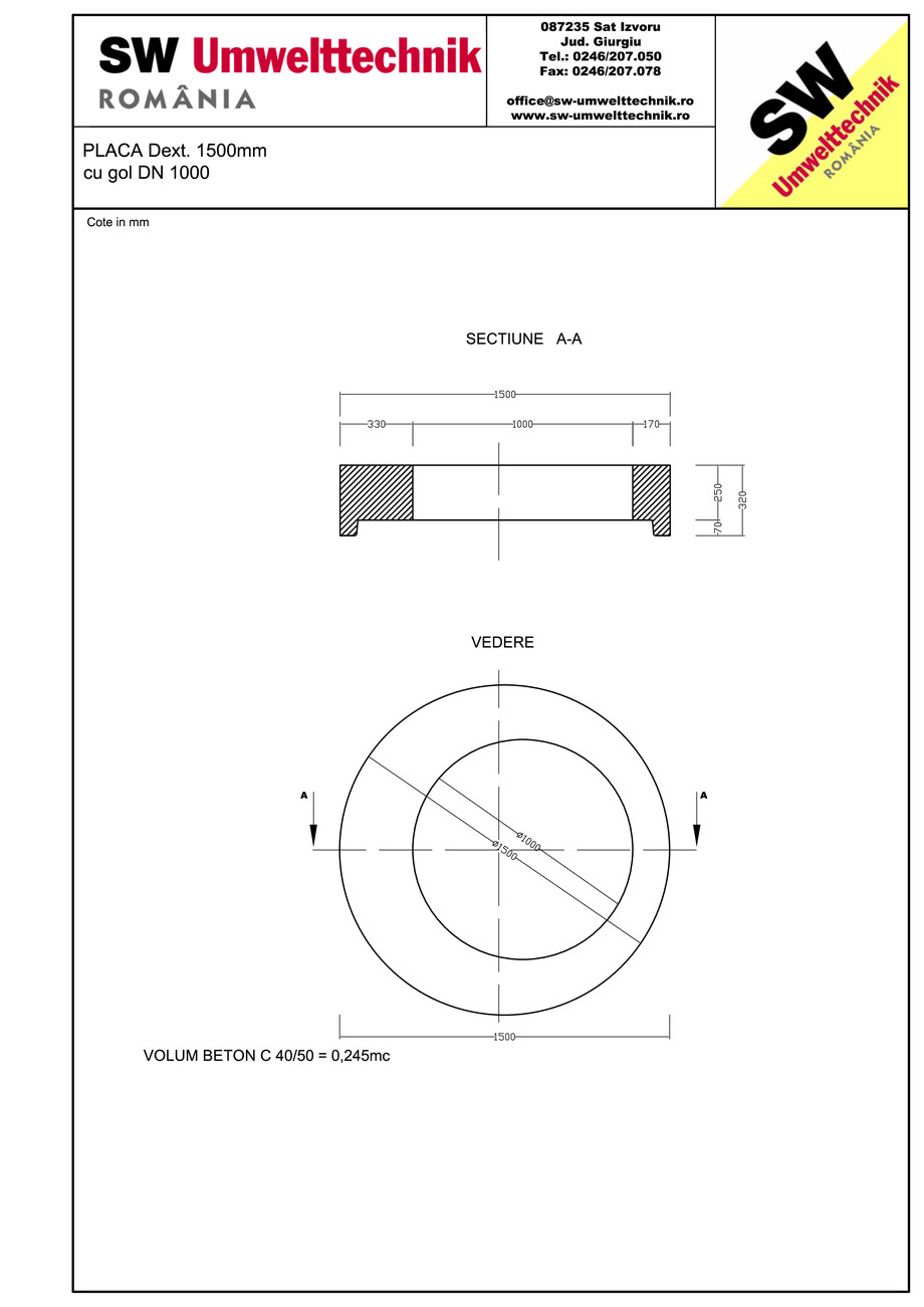 Pagina 1-CAD-PDF Placa  Dext.1500 H250 cu gol DN1000 SW UMWELTTECHNIK Detaliu de produs 