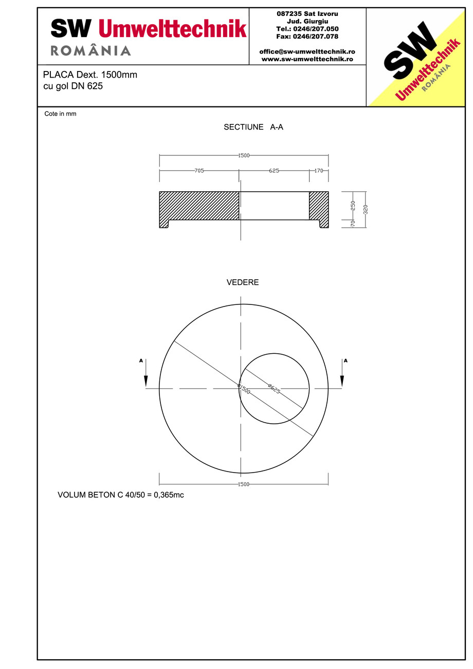 Pagina 1-CAD-PDF Placa Dext.1500 H250 cu gol DN625 SW UMWELTTECHNIK Detaliu de produs 