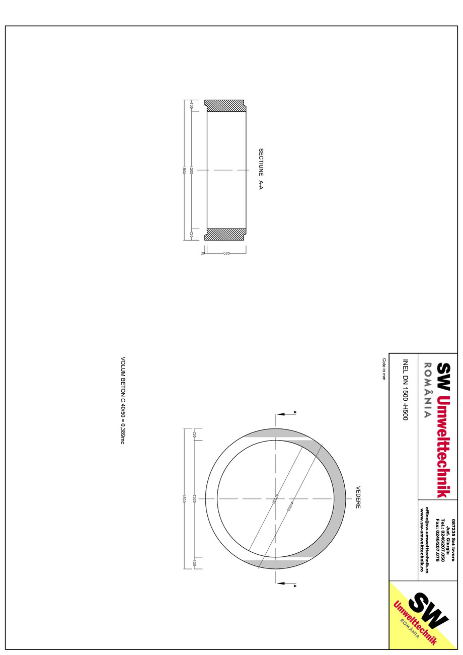 Pagina 1-CAD-PDF Inel DN1500 INEL H500 SW UMWELTTECHNIK Detaliu de produs 