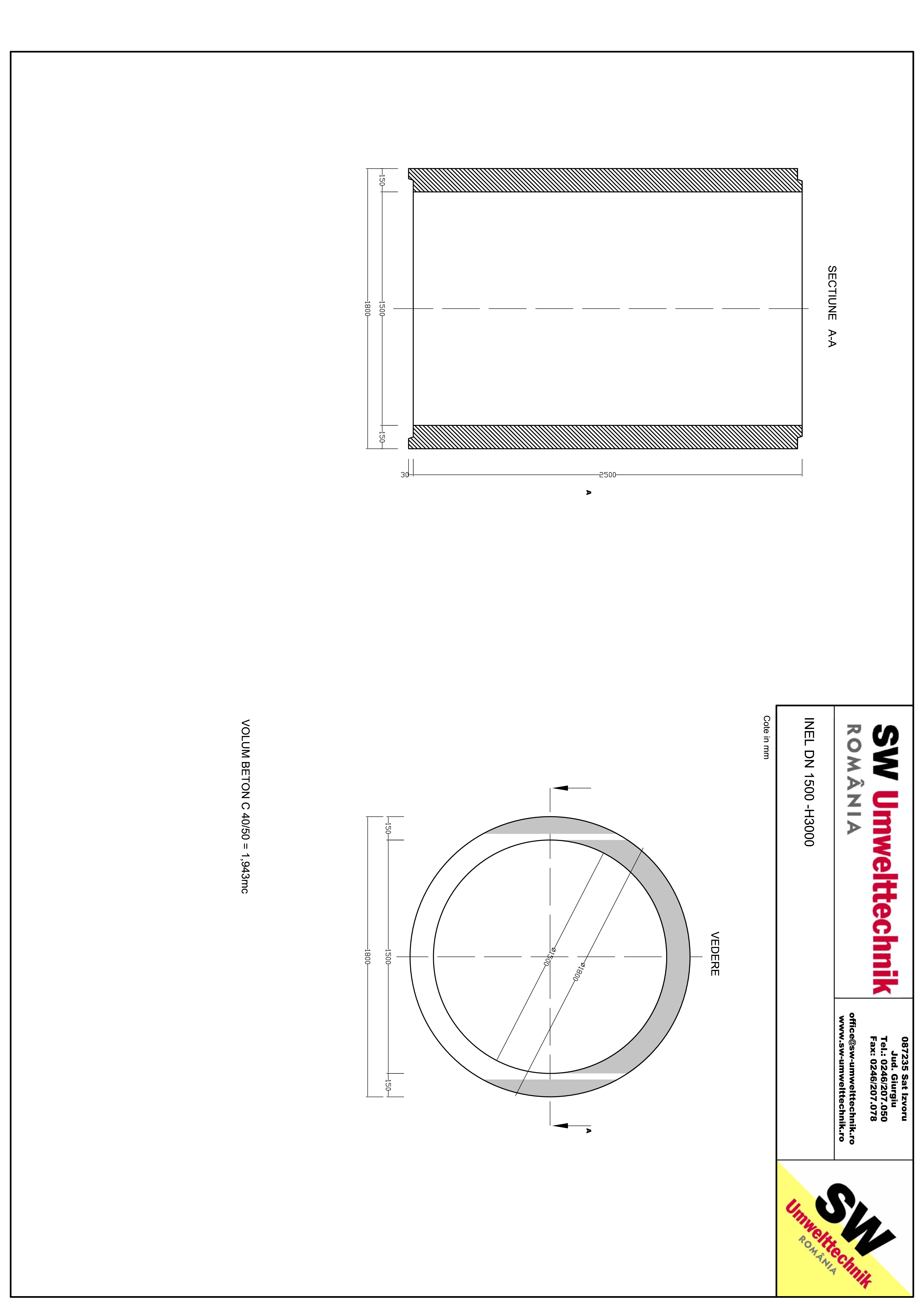 Pagina 1 - CAD-PDF Inel DN1500 -inel H3000 SW UMWELTTECHNIK Detaliu de produs 