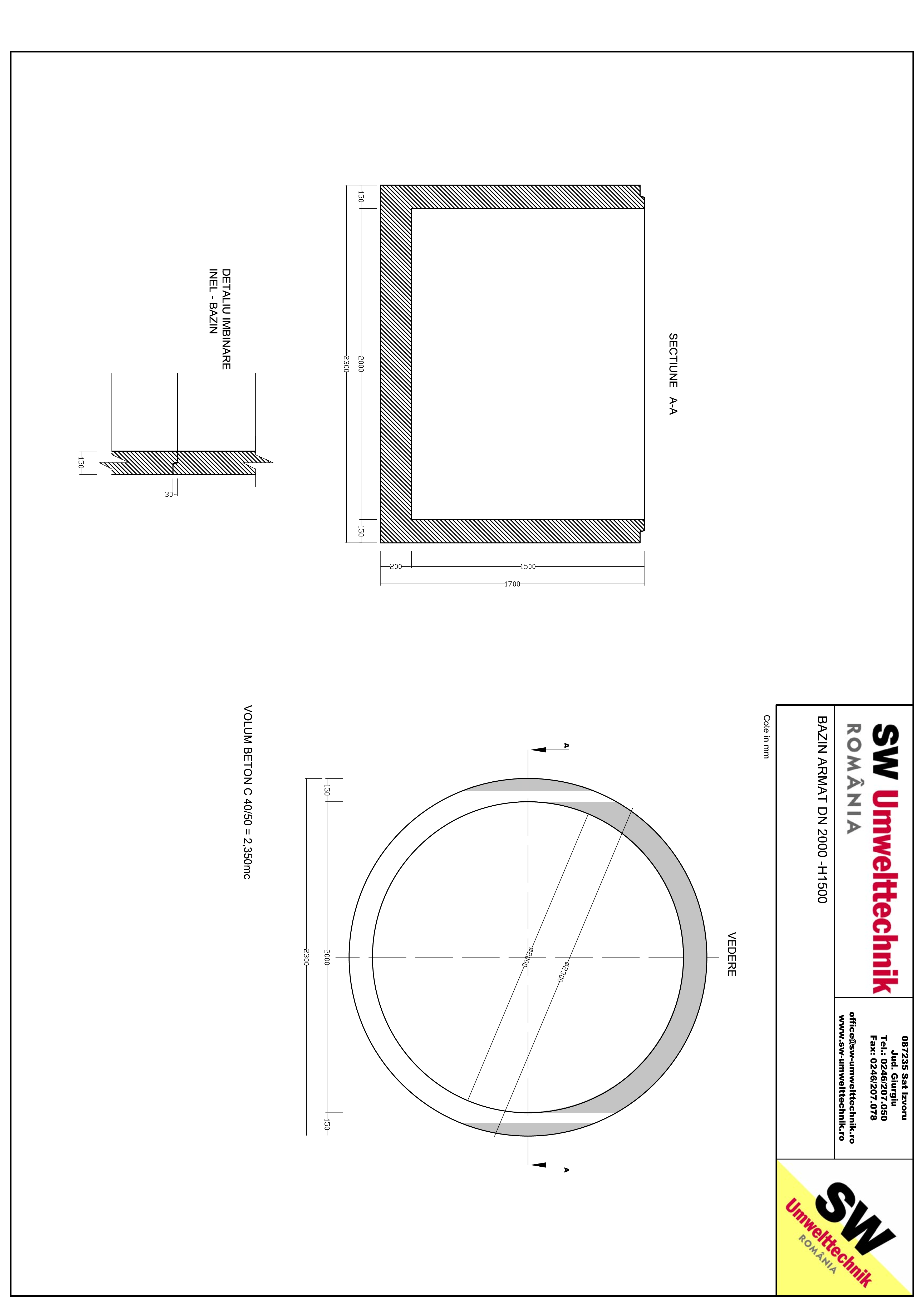 Pagina 1 - CAD-PDF Bazin armat DN2000 H1500 SW UMWELTTECHNIK Detaliu de produs 