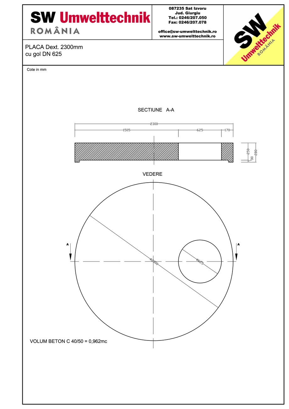 Pagina 1-CAD-PDF Placa Dext.2300 H250 cu gol DN625 SW UMWELTTECHNIK Detaliu de produs 