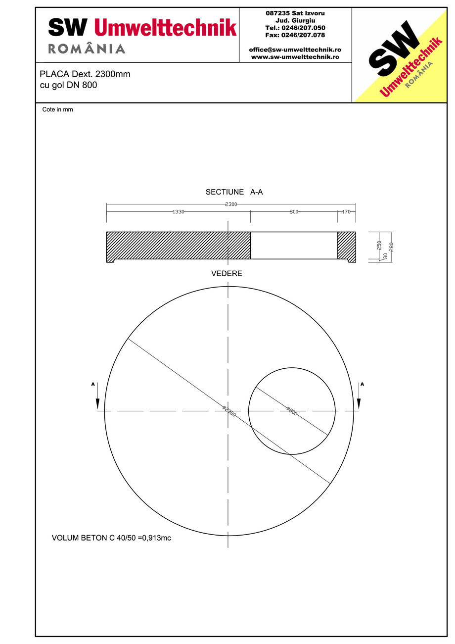 Pagina 1-CAD-PDF Placa Dext.2300 H250 cu gol DN800 SW UMWELTTECHNIK Detaliu de produs 