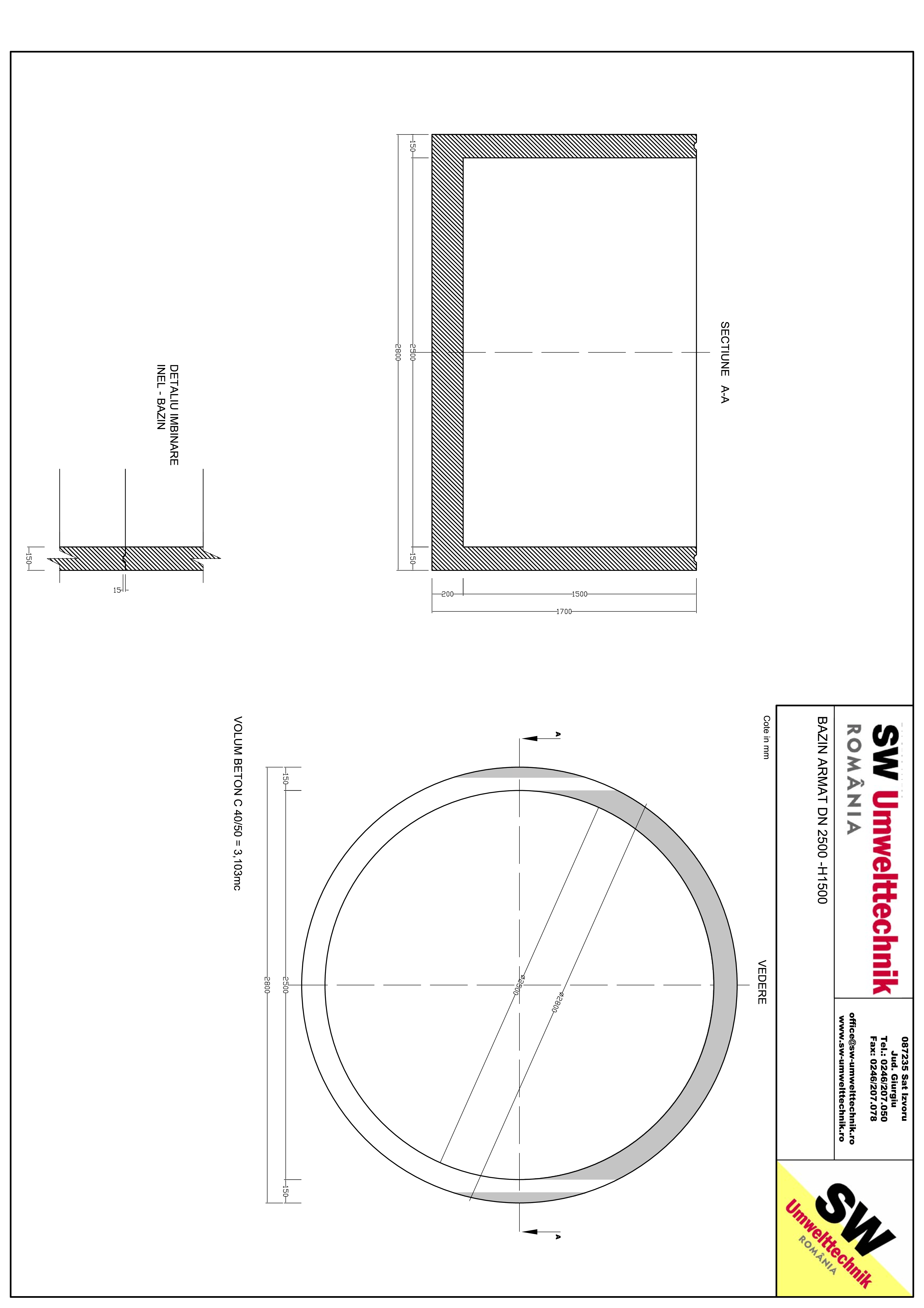 Pagina 1 - CAD-PDF Bazin armat DN2500 H1500 SW UMWELTTECHNIK Detaliu de produs 
