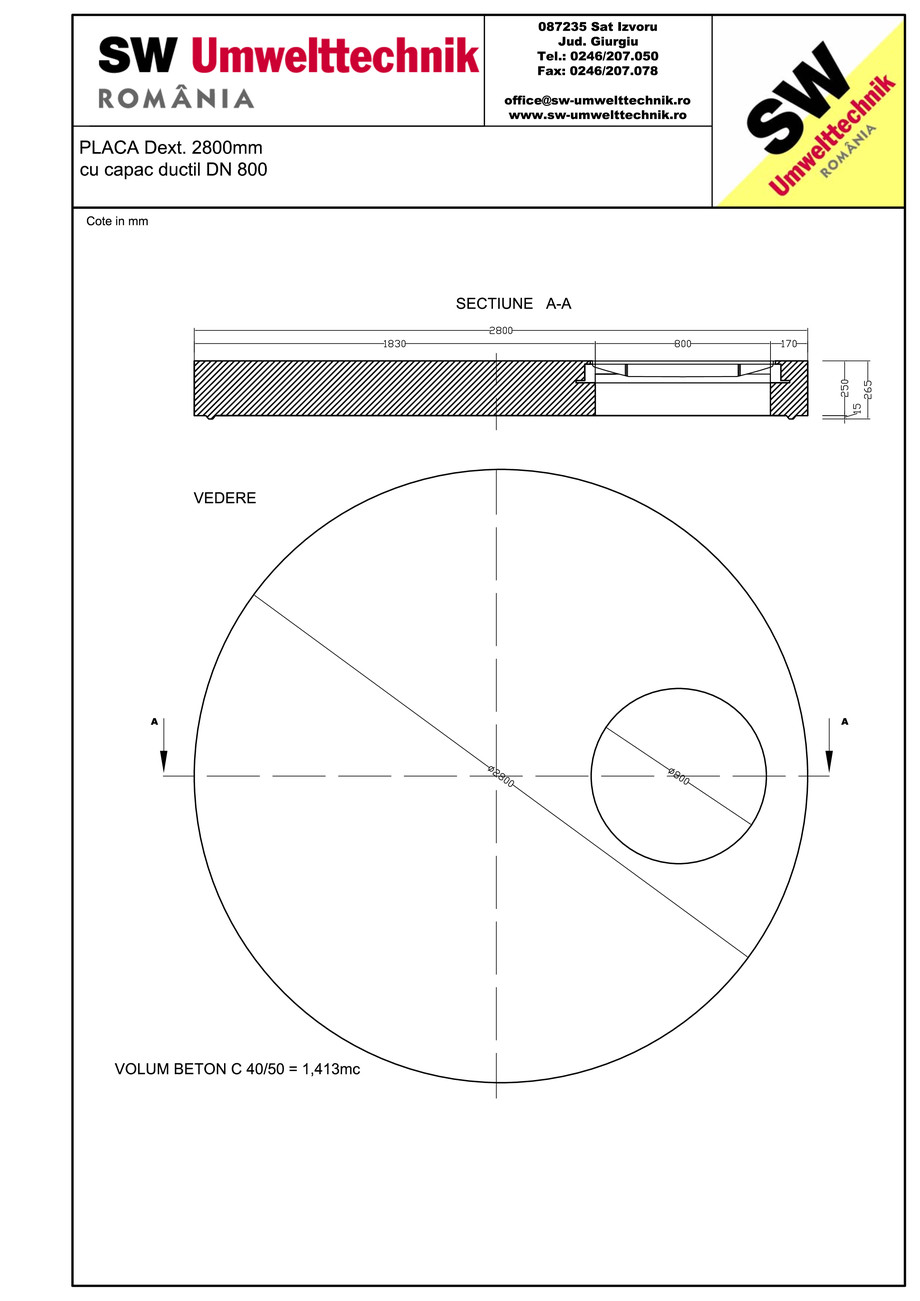Pagina 1-CAD-PDF Placa Dext. 2800 H250 cu capac ductil DN800 SW UMWELTTECHNIK Detaliu de produs 