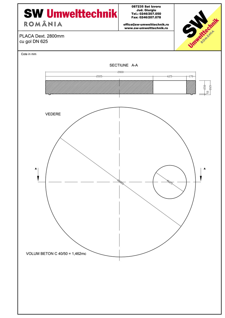 Pagina 1-CAD-PDF Placa Dext. 2800 H250 cu gol DN625 SW UMWELTTECHNIK Detaliu de produs 