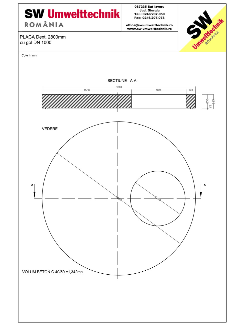 Pagina 1-CAD-PDF Placa Dext. 2800 H250 cu gol DN1000 SW UMWELTTECHNIK Detaliu de produs 