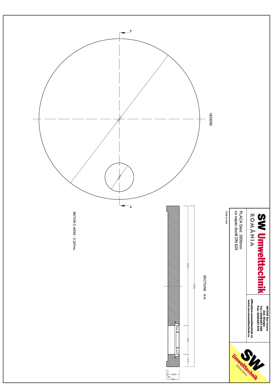Pagina 1-CAD-PDF Placa Dext. 3500 H250 cu capac ductil DN625 SW UMWELTTECHNIK Detaliu de produs 