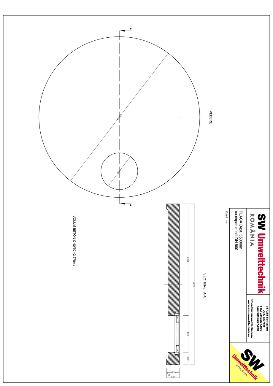 Pagina 1-CAD-PDF Placa Dext. 3500 H250 cu capac ductil DN800 SW UMWELTTECHNIK Detaliu de produs 
