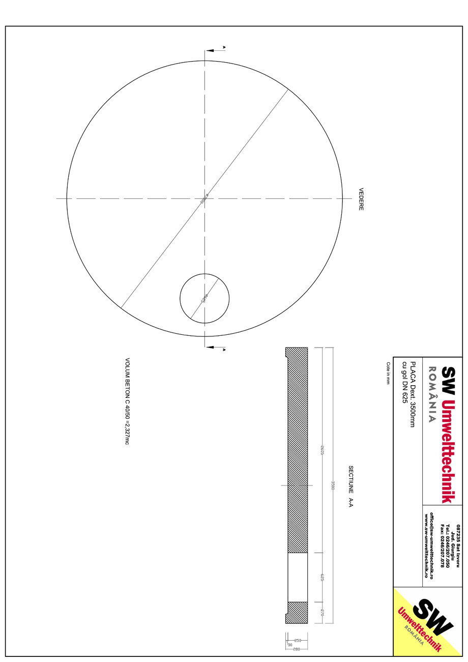 Pagina 1-CAD-PDF Placa Dext. 3500 H250 cu gol DN625 SW UMWELTTECHNIK Detaliu de produs 