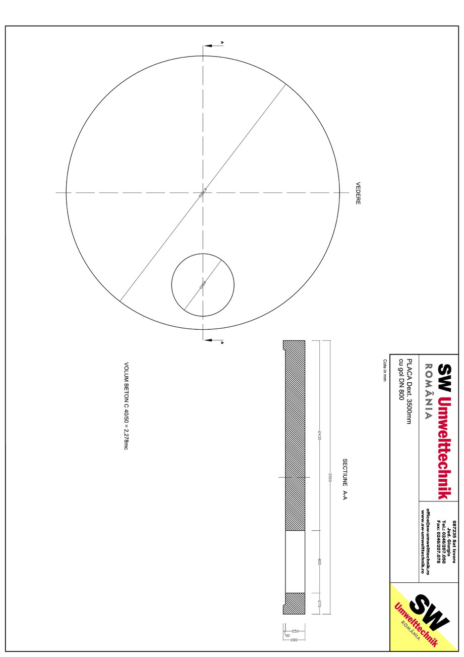 Pagina 1-CAD-PDF Placa Dext. 3500 H250 cu gol DN800 SW UMWELTTECHNIK Detaliu de produs 