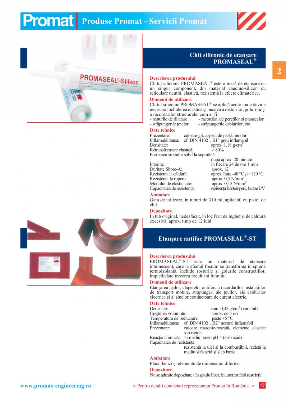 Pagina 17 - Catalog general de produse PROMAT Catalog, brosura Romana , nu este inflamabil. Date...