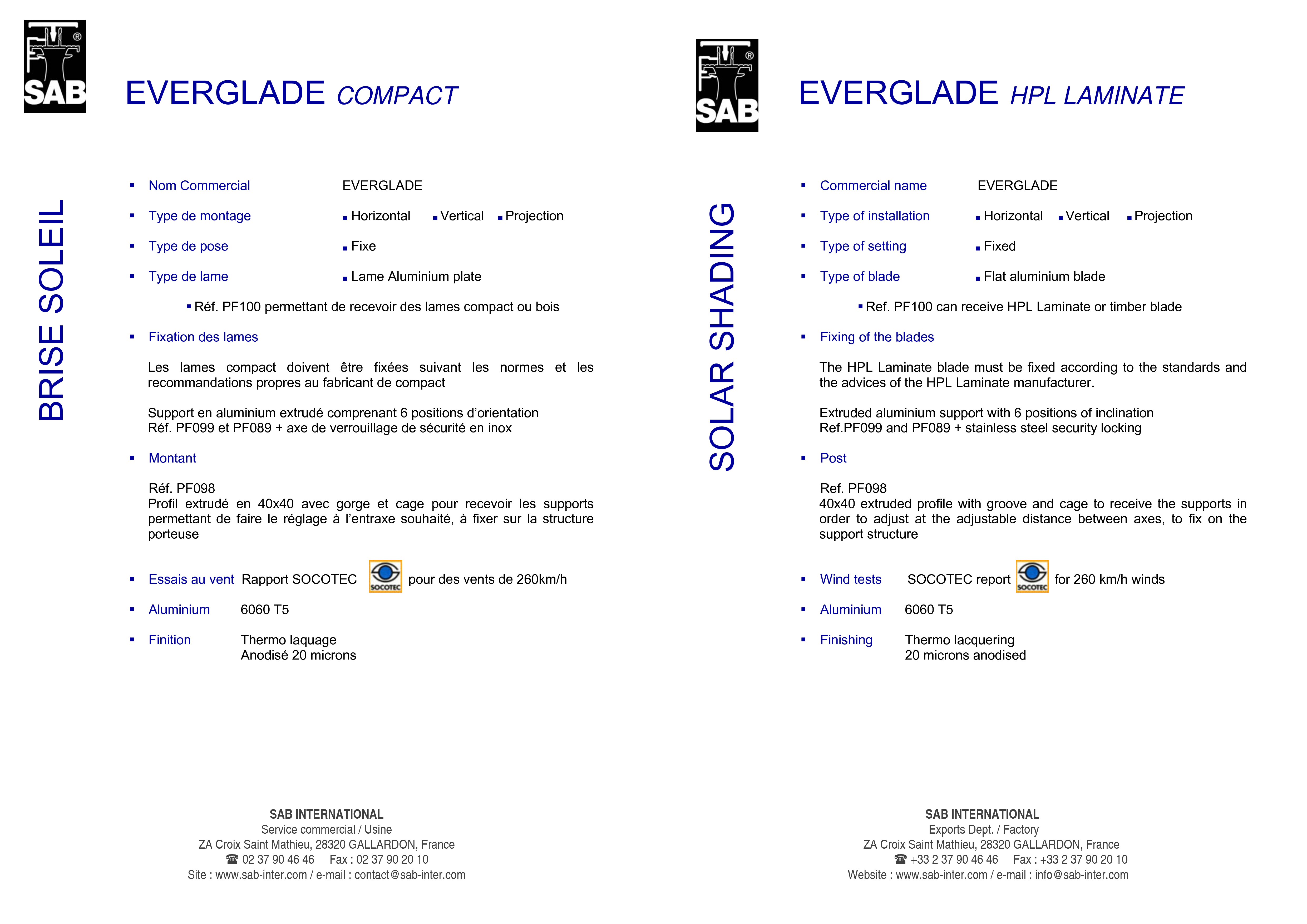 Pagina 4 - CAD-PDF Sisteme de brissoleil-uri SAB Detaliu de produs EVERGLADE 