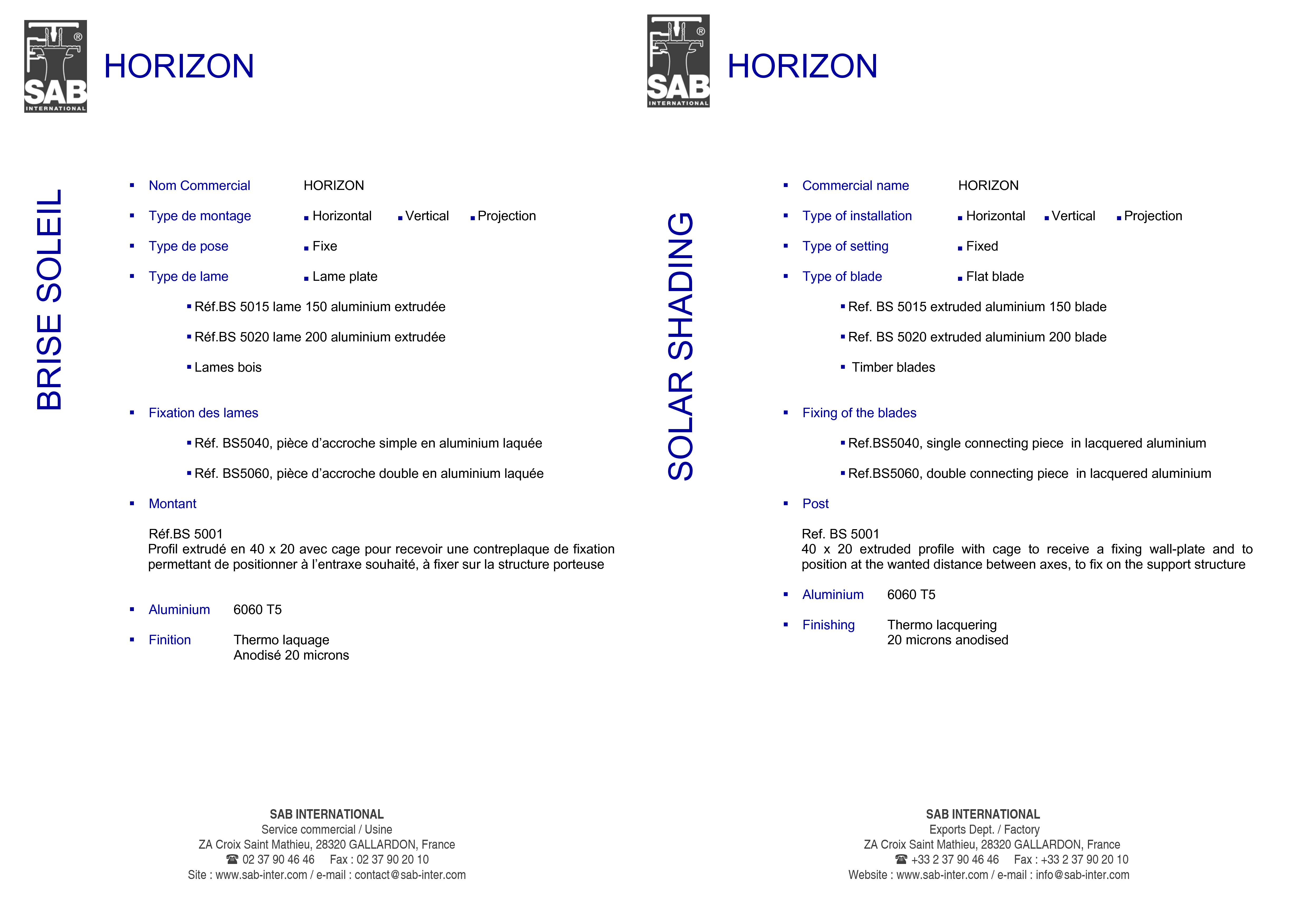 Pagina 4 - CAD-PDF Sisteme de brissoleil-uri SAB Detaliu de produs HORIZON 