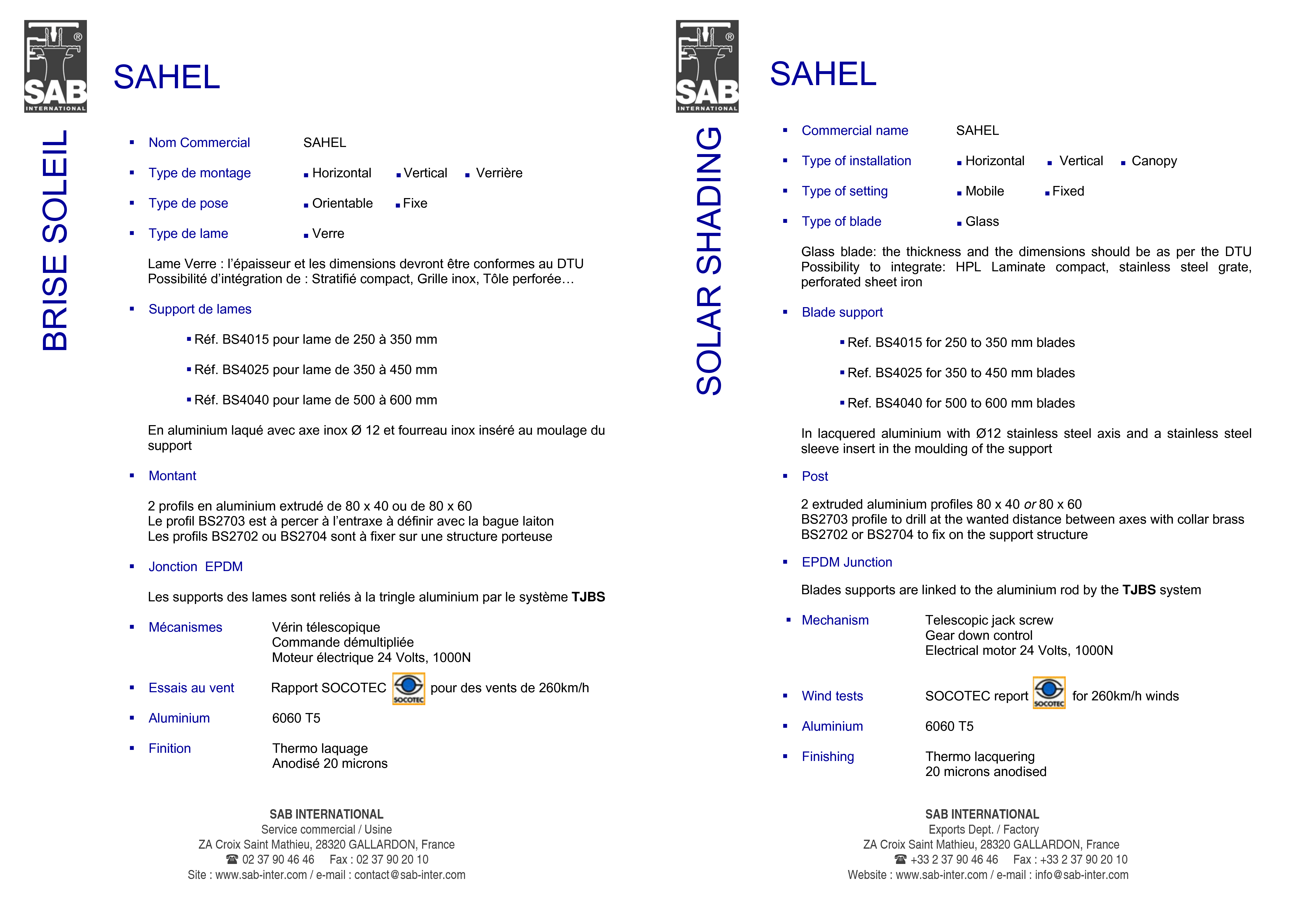 Pagina 3 - CAD-PDF Sisteme de brissoleil-uri SAB Detaliu de produs SAHEL 