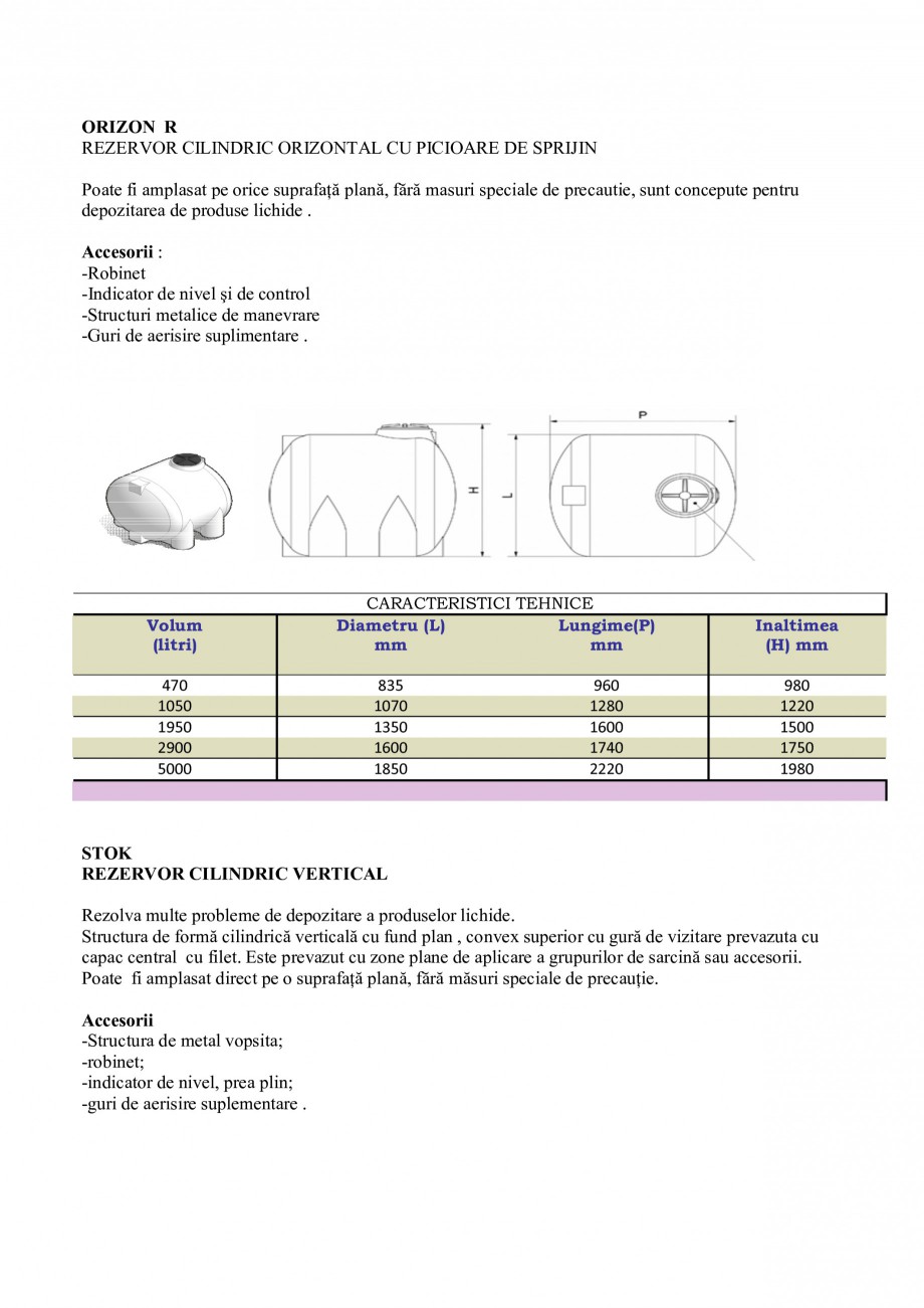 Pagina 2-Rezervoare industriale NEW DESIGN COMPOSITE Specificații tehnice Romana sunt concepute pentru...