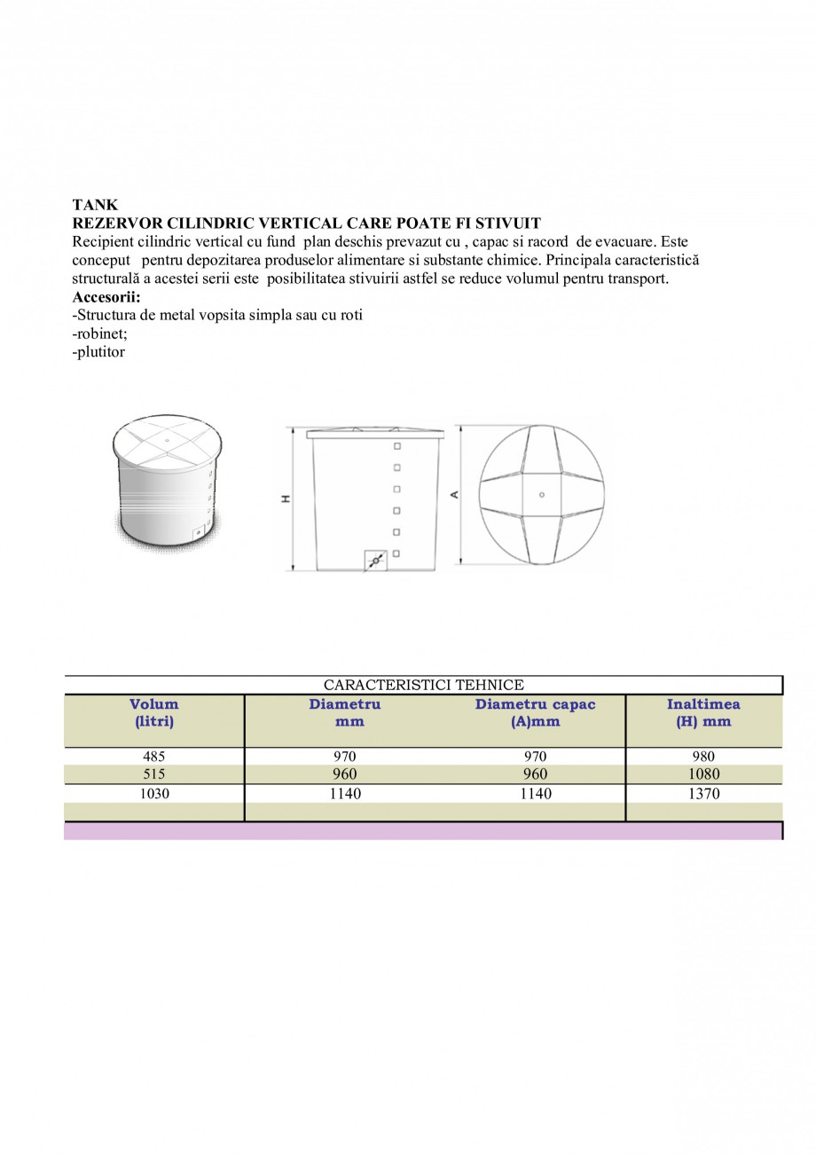 Pagina 5-Rezervoare industriale NEW DESIGN COMPOSITE Specificații tehnice Romana  875 930 970 1030 1080

620...