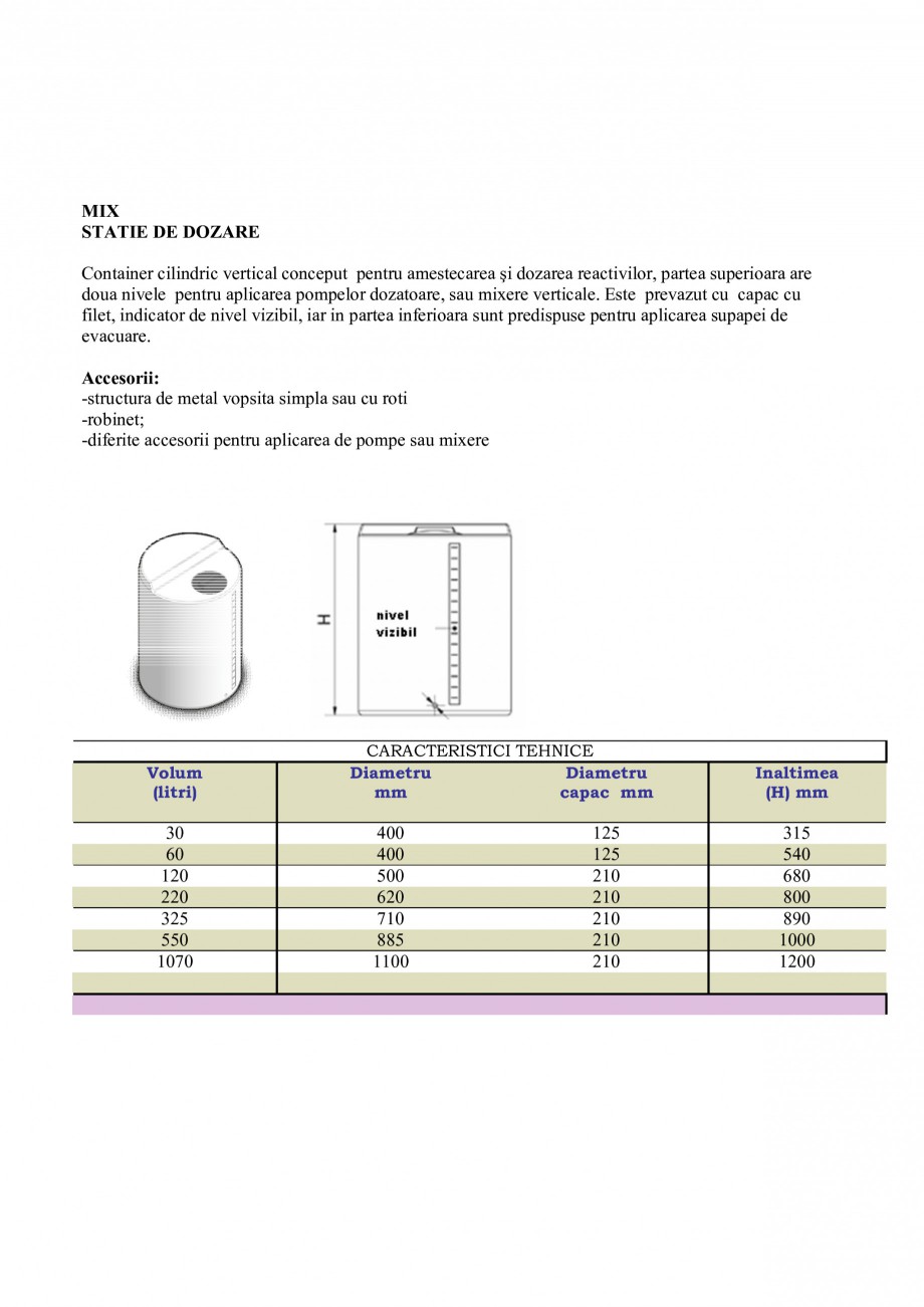 Pagina 7-Rezervoare industriale NEW DESIGN COMPOSITE Specificații tehnice Romana EURODOS STATIE DE DOZARE...