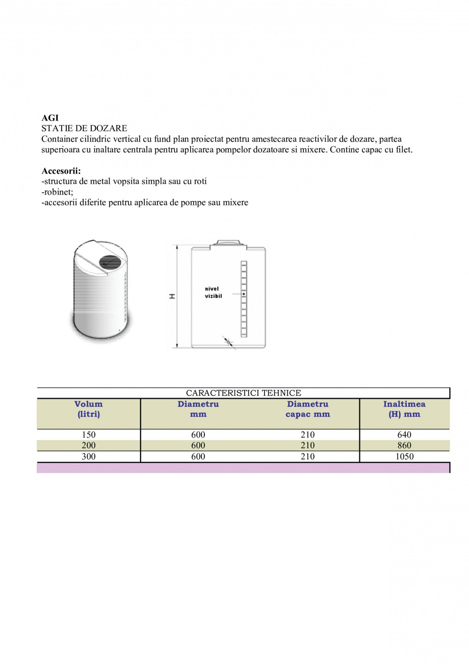 Pagina 8-Rezervoare industriale NEW DESIGN COMPOSITE Specificații tehnice Romana si prevazuta cu capac cu...