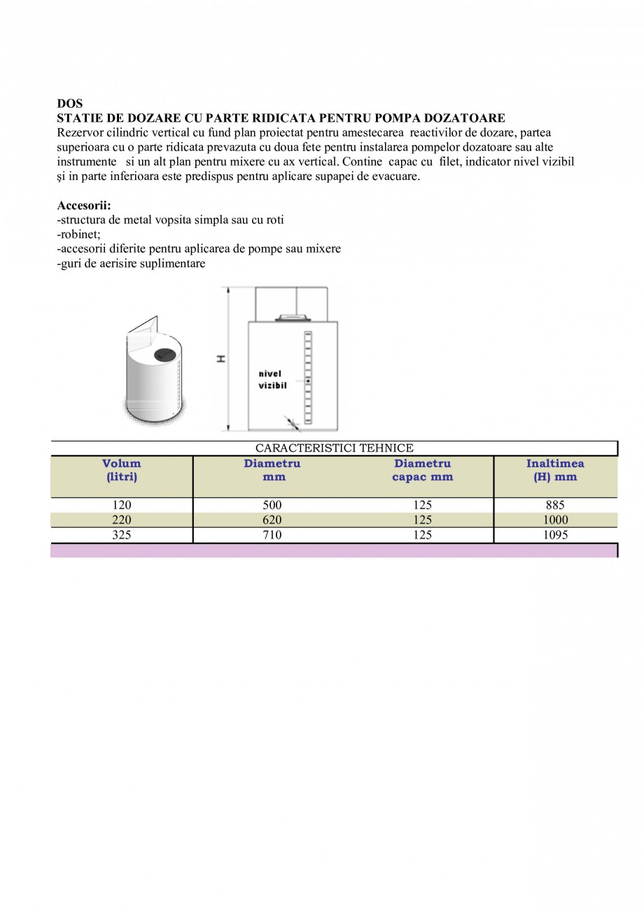 Pagina 9-Rezervoare industriale NEW DESIGN COMPOSITE Specificații tehnice Romana  220 325 550 1070

520 640 ...