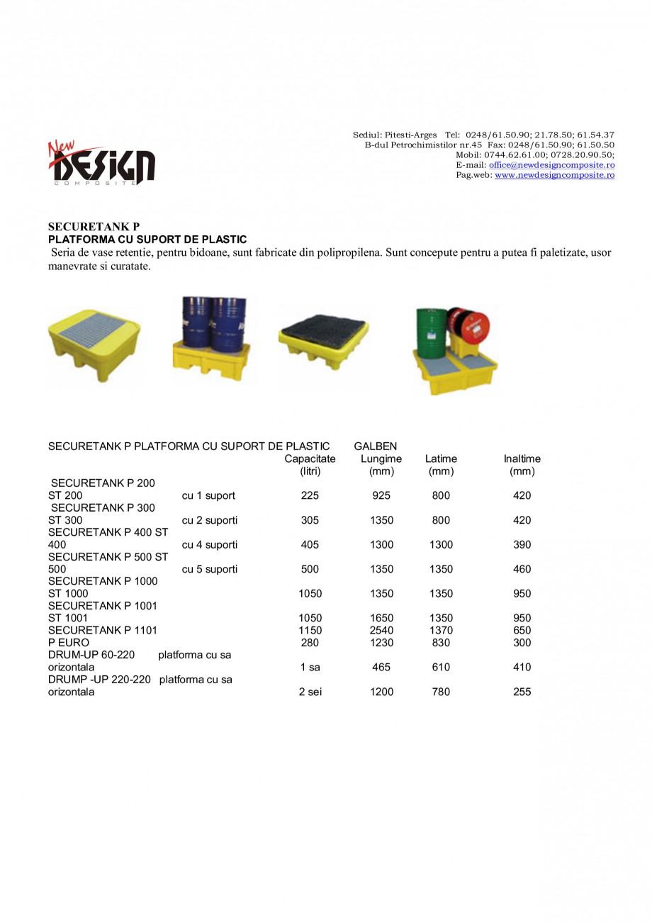 Pagina 1-Platforme pentru retentie NEW DESIGN COMPOSITE Catalog, brosura Romana Sediul: Pitesti-Arges Tel:...