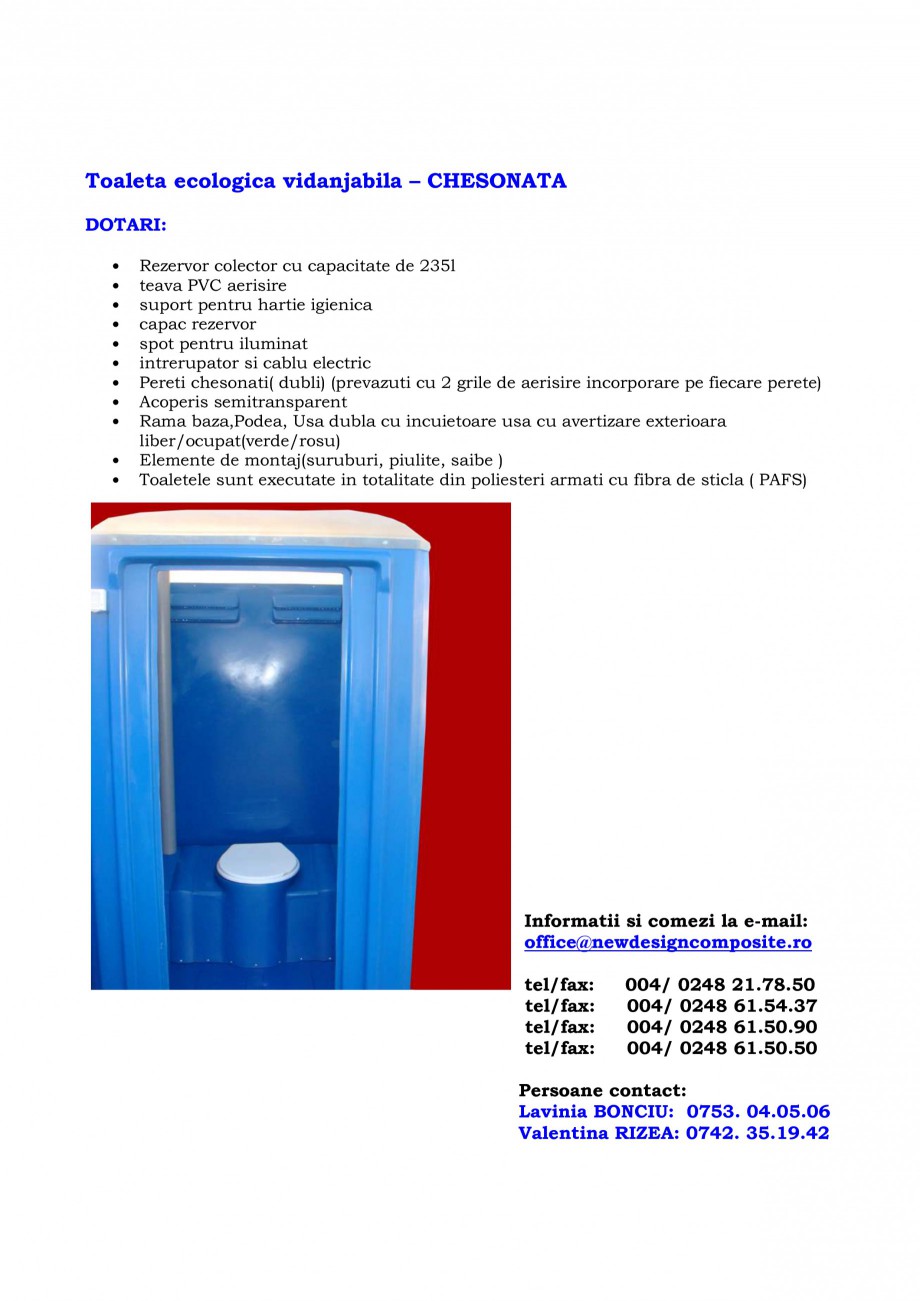 Pagina 13-Cabine prefabricate si toalete ecologice NEW DESIGN COMPOSITE 2751, 1515, 1522, 1527, 2222, 2227,...