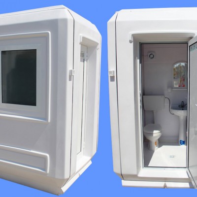 NEW DESIGN COMPOSITE Cabina cu dus si toaleta individuala - vedere din lateral si interior -