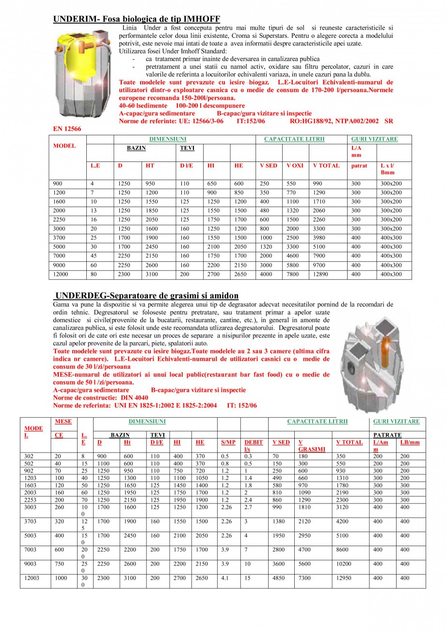 Pagina 2-Sisteme de tratare a apelor NEW DESIGN COMPOSITE UNDER IMHOFF STANDARD, UNDER IMHOFF CLOR STANDARD, ...