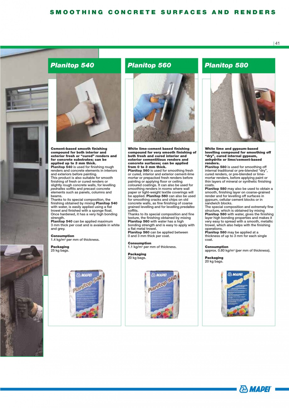 Pagina 43-Mortare, materiale speciale MAPEI Catalog, brosura Engleza ging 25 kg bags.

Two-component shrinkage...