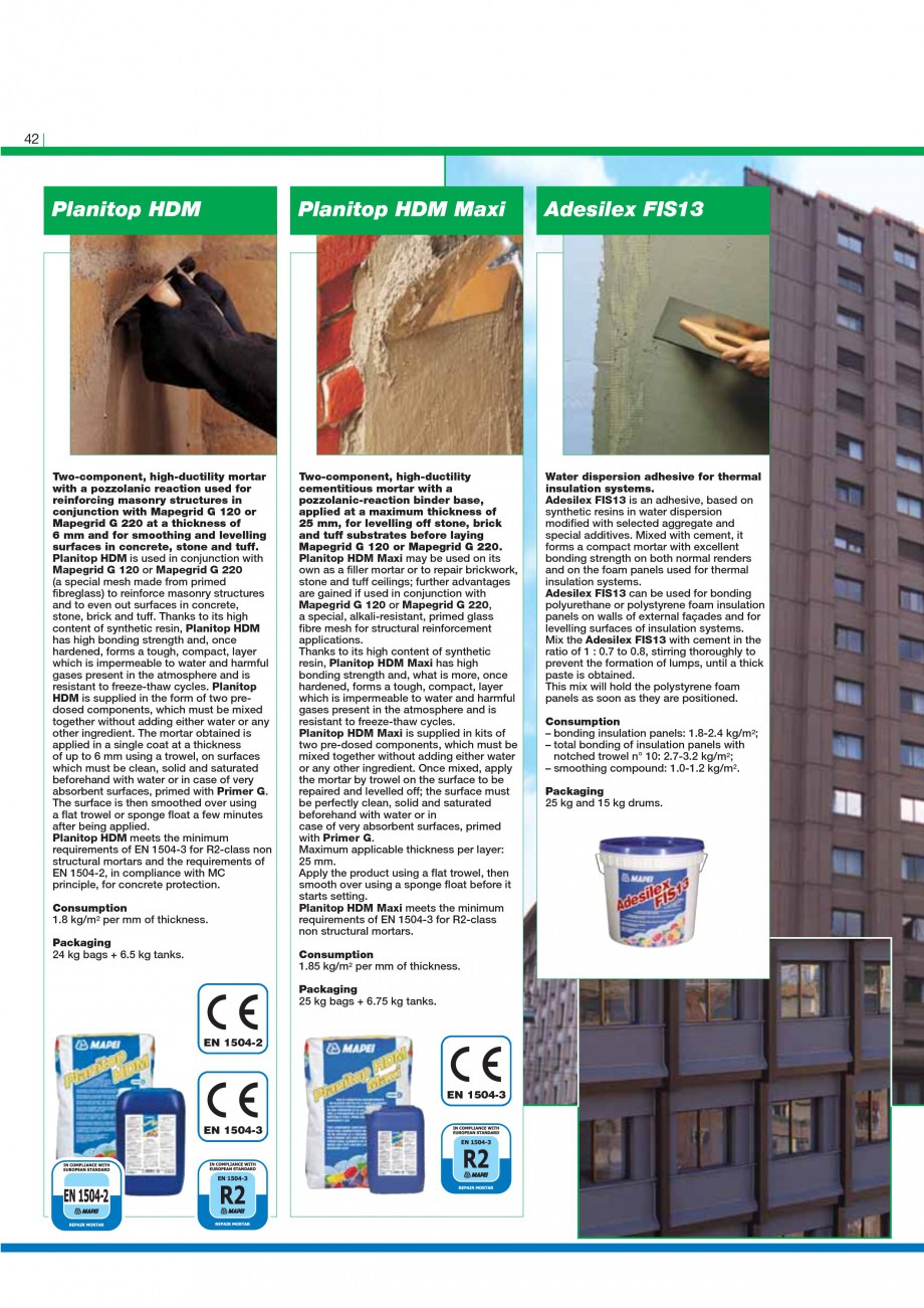 Pagina 44-Mortare, materiale speciale MAPEI Catalog, brosura Engleza  water, in a maximum thickness of 50 mm...