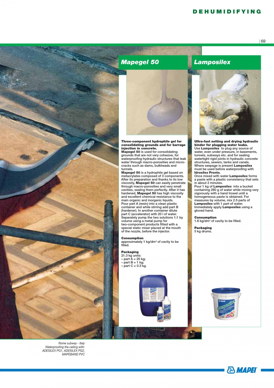 Pagina 71-Mortare, materiale speciale MAPEI Catalog, brosura Engleza s; • by adding dry sand, Eporip Turbo...