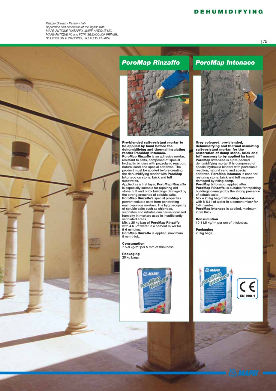 Pagina 77-Mortare, materiale speciale MAPEI Catalog, brosura Engleza the addition of 30% of sand graded...