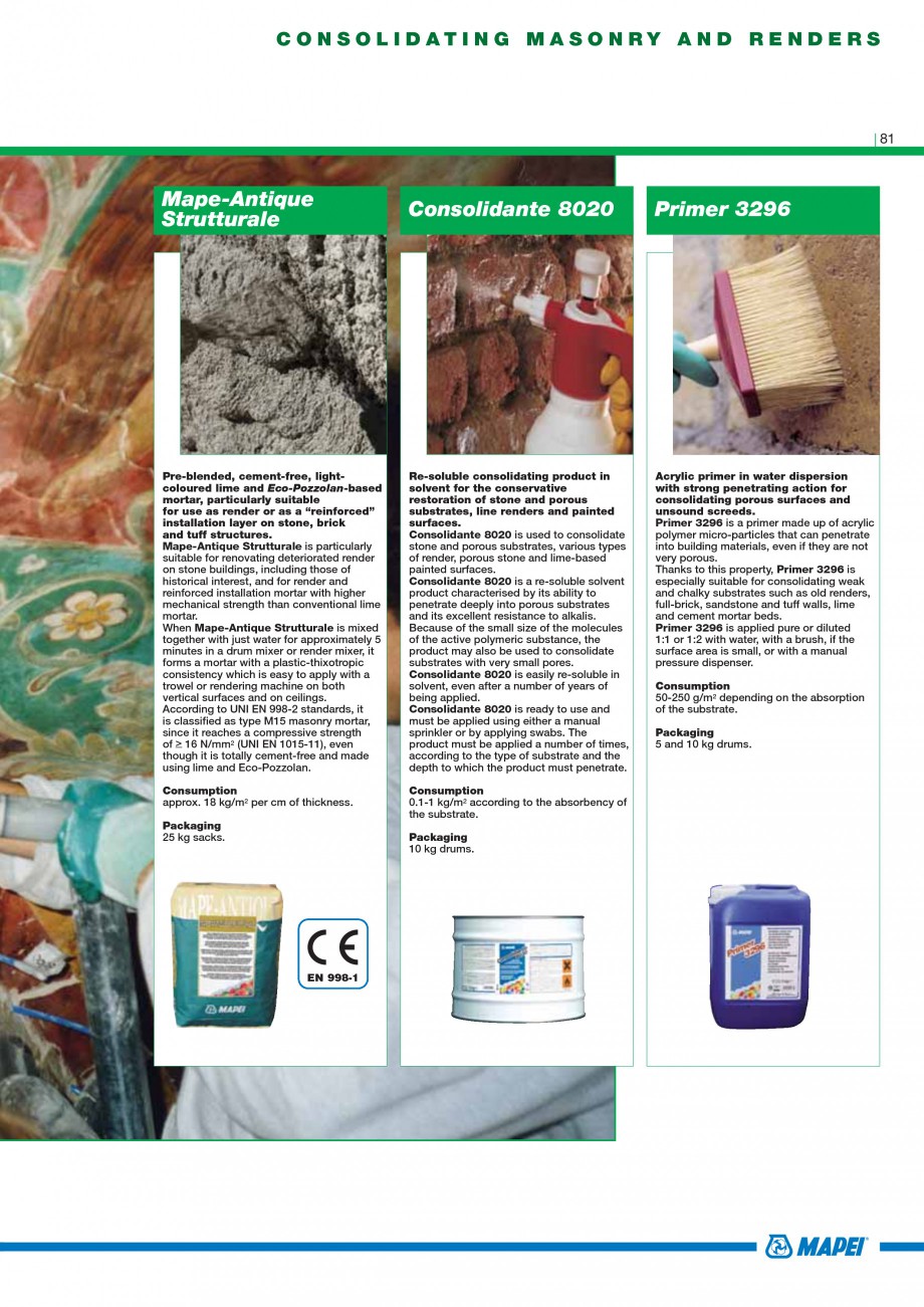 Pagina 83-Mortare, materiale speciale MAPEI Catalog, brosura Engleza  adding either water or any other...