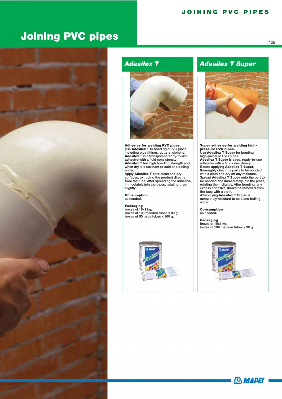 Pagina 111-Mortare, materiale speciale MAPEI Catalog, brosura Engleza mption 1.6 kg/m2 per mm of thickness....