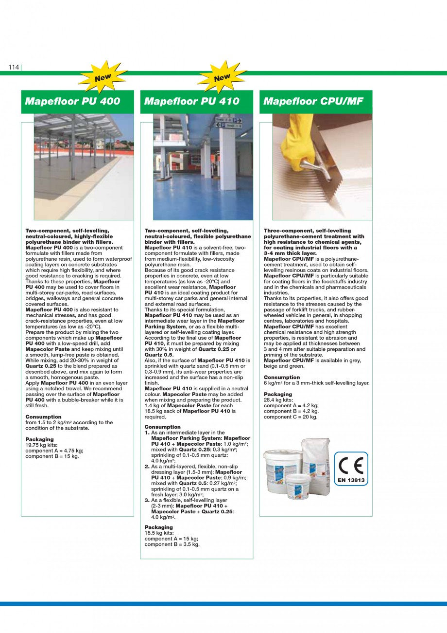 Pagina 116-Mortare, materiale speciale MAPEI Catalog, brosura Engleza on the top of the package, cut off at the...