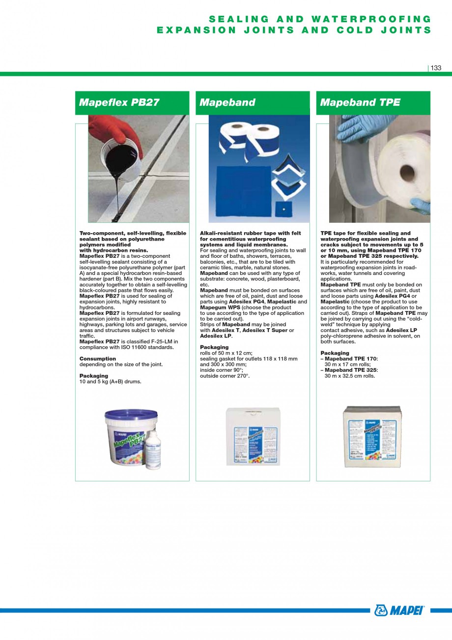 Pagina 135-Mortare, materiale speciale MAPEI Catalog, brosura Engleza inciple, for concrete protection....