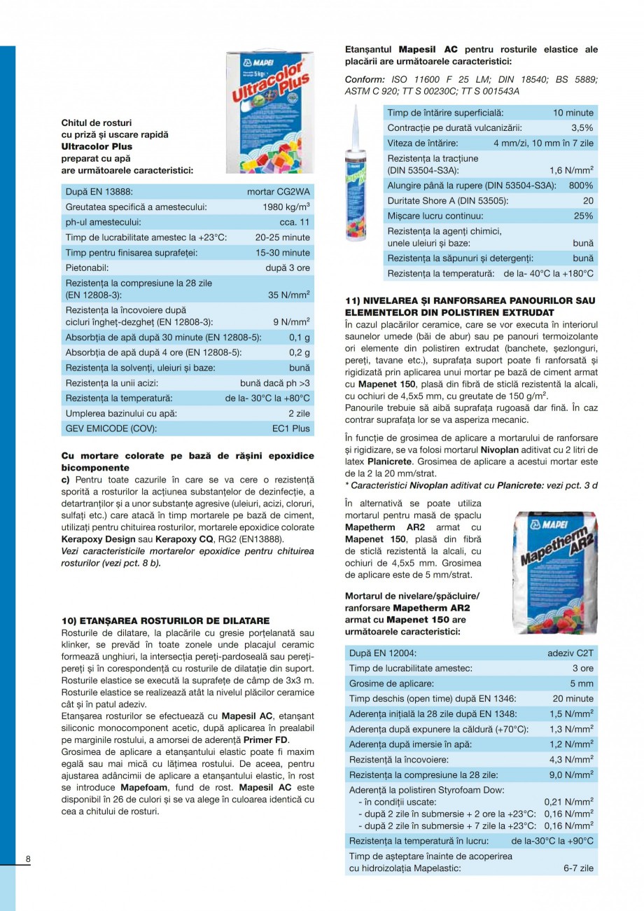Pagina 8-Brosura tehnica - Piscine din beton armat placate cu placi ceramice sau mozaic vitroceramic MAPEI...