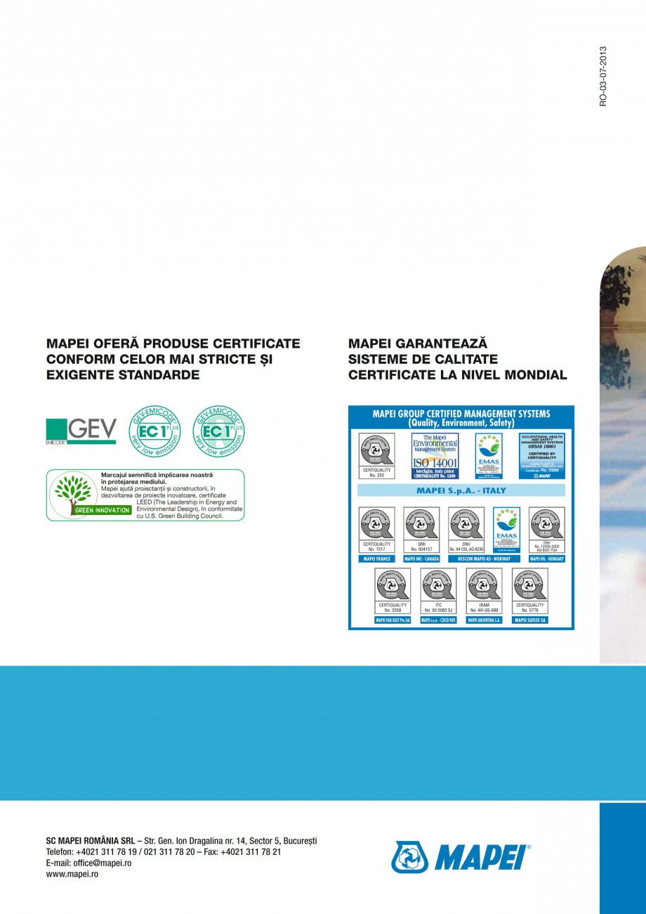 Pagina 28-Brosura tehnica - Piscine din beton armat placate cu placi ceramice sau mozaic vitroceramic MAPEI...