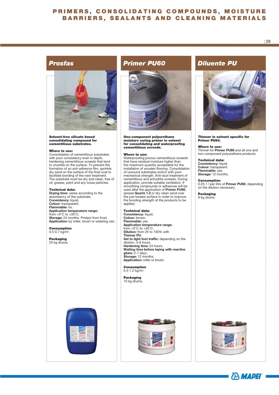 Pagina 31-Materiale montaj, finisare si intretinere parchet 2011 MAPEI Catalog, brosura Engleza range: from...