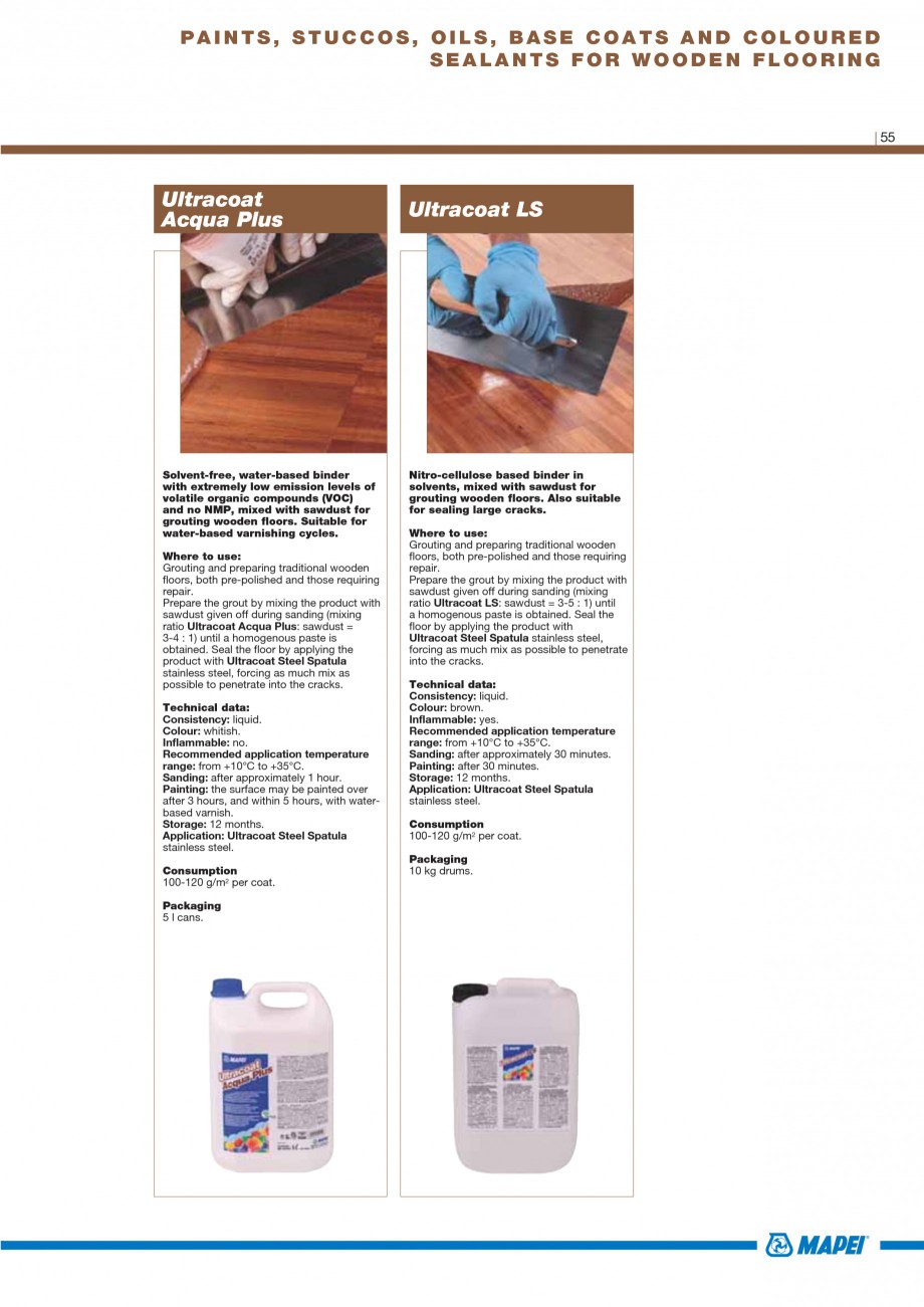 Pagina 57-Materiale montaj, finisare si intretinere parchet 2011 MAPEI Catalog, brosura Engleza bstrate....