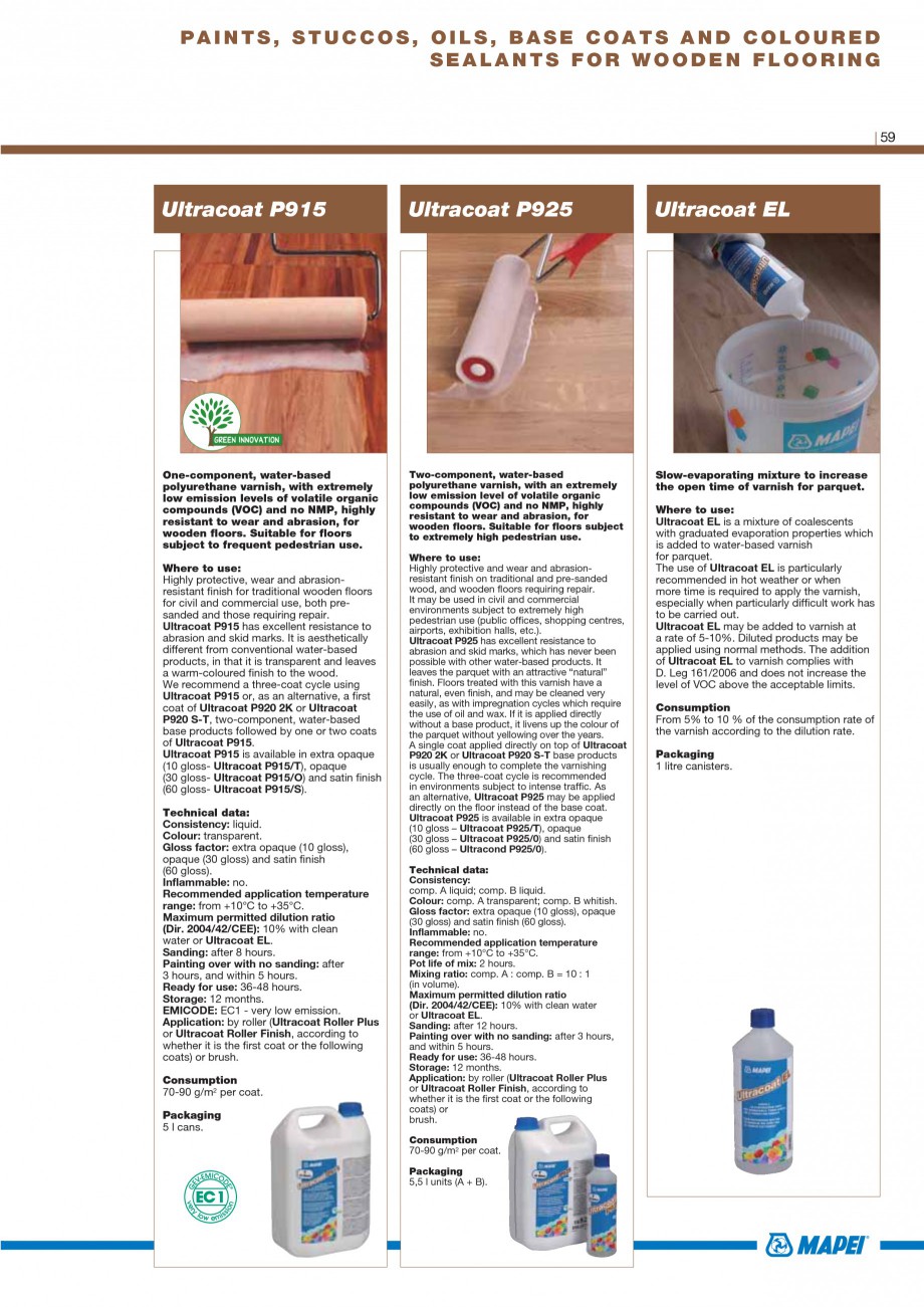 Pagina 61-Materiale montaj, finisare si intretinere parchet 2011 MAPEI Catalog, brosura Engleza by pouring....