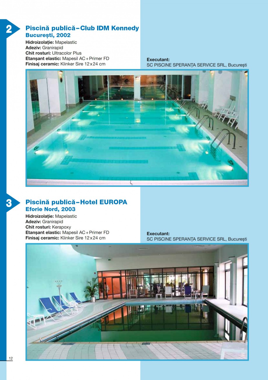 Pagina 12-Ghid constructia piscinelor din beton armat MAPEI KERABOND T-R Catalog, brosura Romana controlată, ...