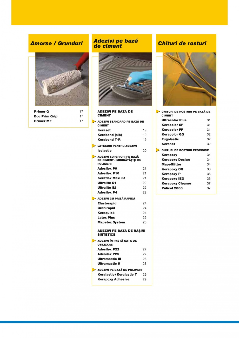 Pagina 4-Produse pentru montarea placilor ceramice si a placilor din piatra naturala MAPEI Catalog, brosura...