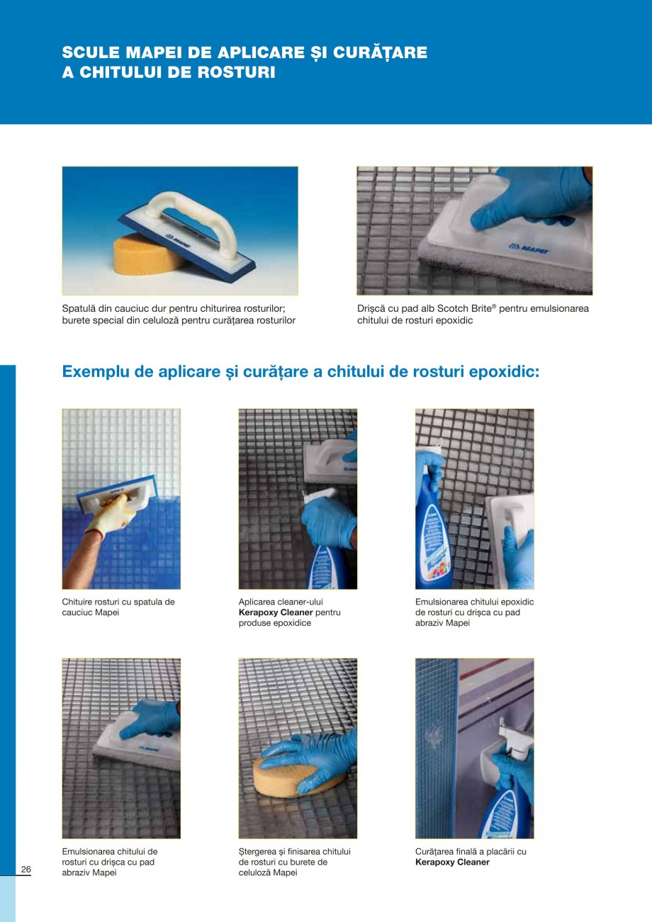 Pagina 26-Ghid constructia piscinelor din beton armat MAPEI ADESILEX P9, ADESILEX P9 EXPRESS, ELASTORAPID,...